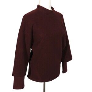 OGL FuzzLuxe Soft Cozy Wool Blend Layered Look Mock Neck Top Ruby Size Large